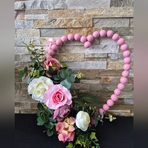 Pink Heart-Shaped Floral Wreath